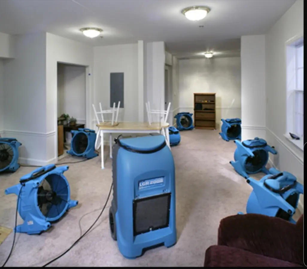 Air movers and dehumidifier setup for Water Damage Restoration in Waipahu